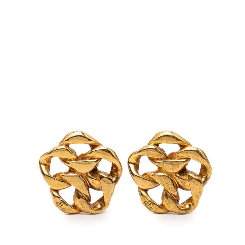 Chanel Gold Plated Chain Link Clip On Earrings