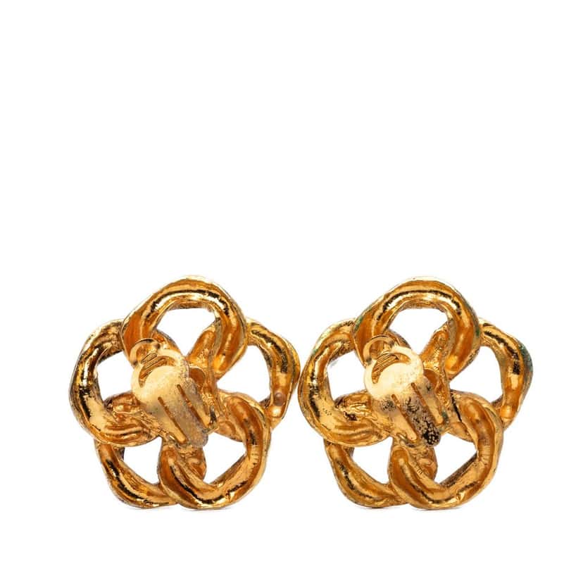 Chanel Gold Plated Chain Link Clip On Earrings Gold Metal Very good condition - Back View