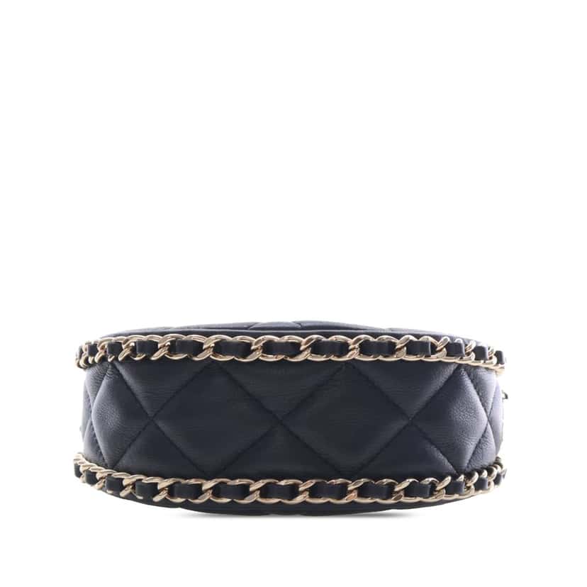 Chanel Mini Quilted Lambskin Chain Around Hook Hobo Black Leather Very good condition - Inside View
