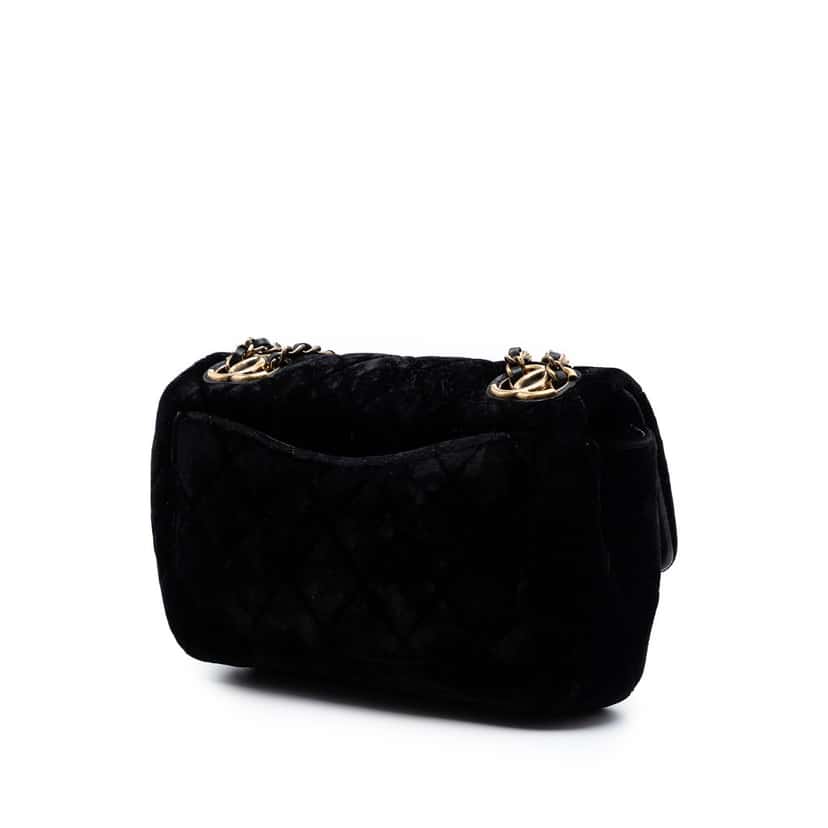 Chanel Small Quilted Velvet CC Eyelet Flap Black Very good condition - Back View