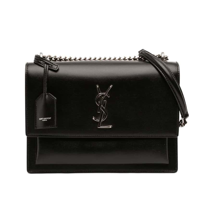 Saint Laurent Medium Calfskin Monogram Sunset Crossbody Black Leather Very good condition - Front View