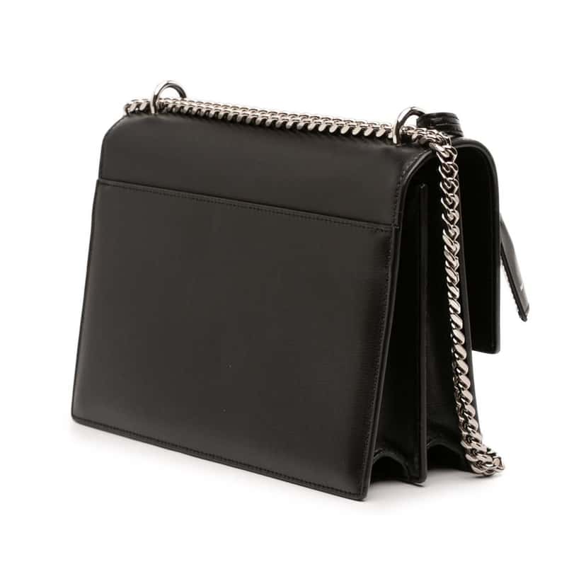 Saint Laurent Medium Calfskin Monogram Sunset Crossbody Black Leather Very good condition - Back View