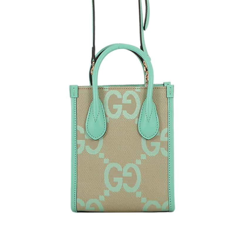Gucci Mini Jumbo GG Canvas Interlocking G Satchel Beige Very good condition - Front View
