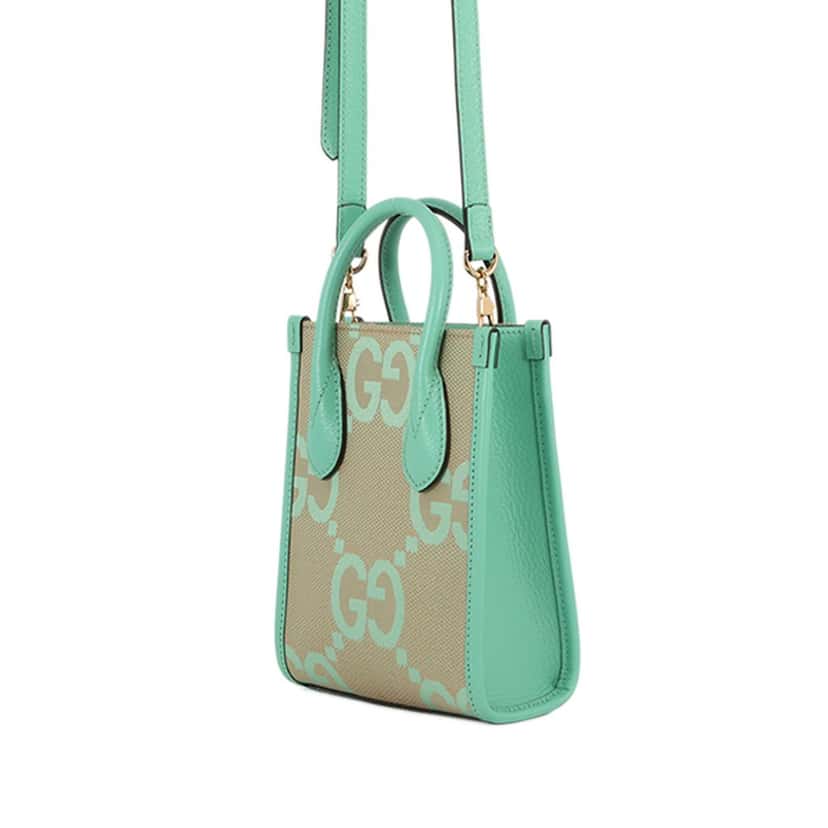 Gucci Mini Jumbo GG Canvas Interlocking G Satchel Beige Very good condition - Back View