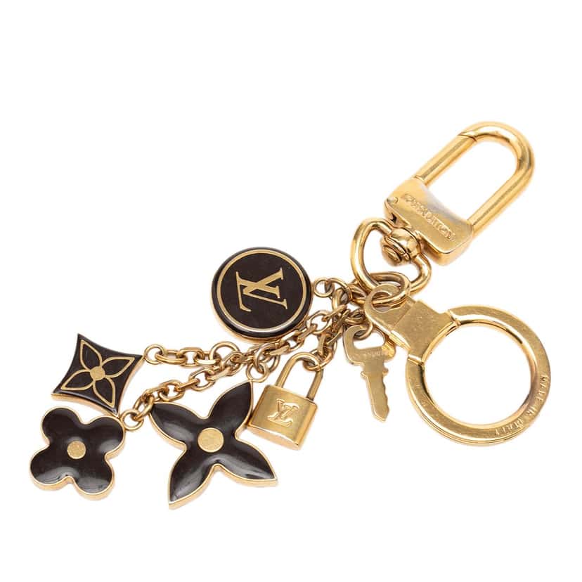 Louis Vuitton Gold Plated and Enamel Pampille Bag Charm and Key Holder Gold Metal Never worn, with tag - Front View