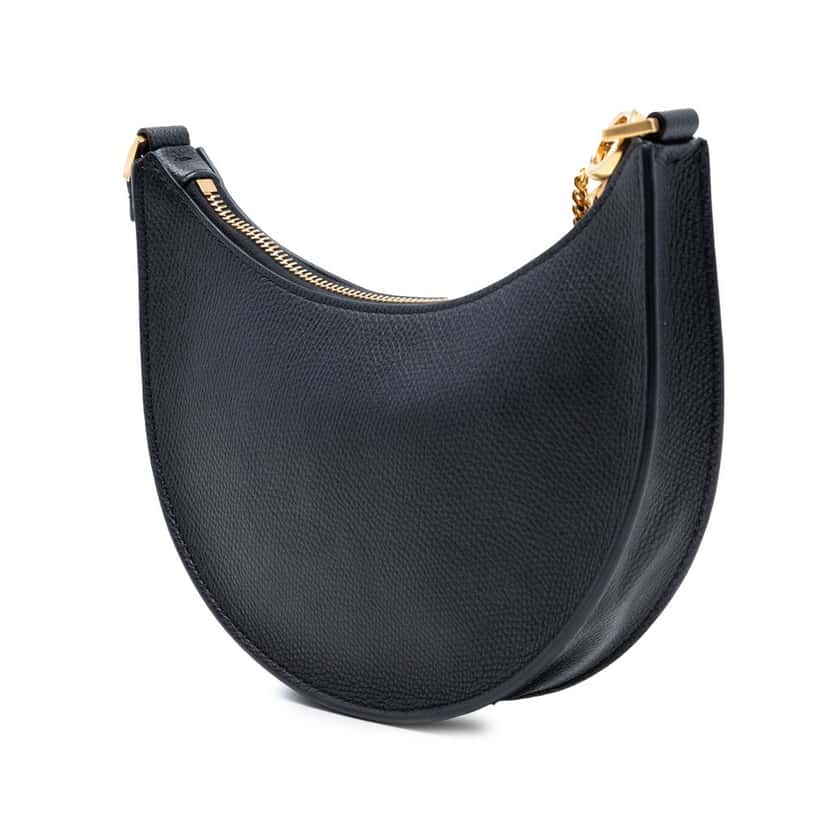 Valentino Mini Grainy Calfskin VLogo Hobo Black Leather Very good condition - Back View