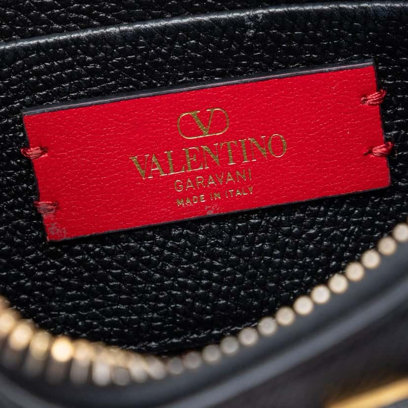 Valentino Mini Grainy Calfskin VLogo Hobo Black Leather Very good condition - Box View