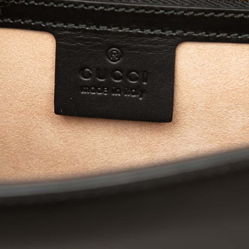 Gucci Small Leather Sylvie Web Satchel Black Leather Very good condition - Box View