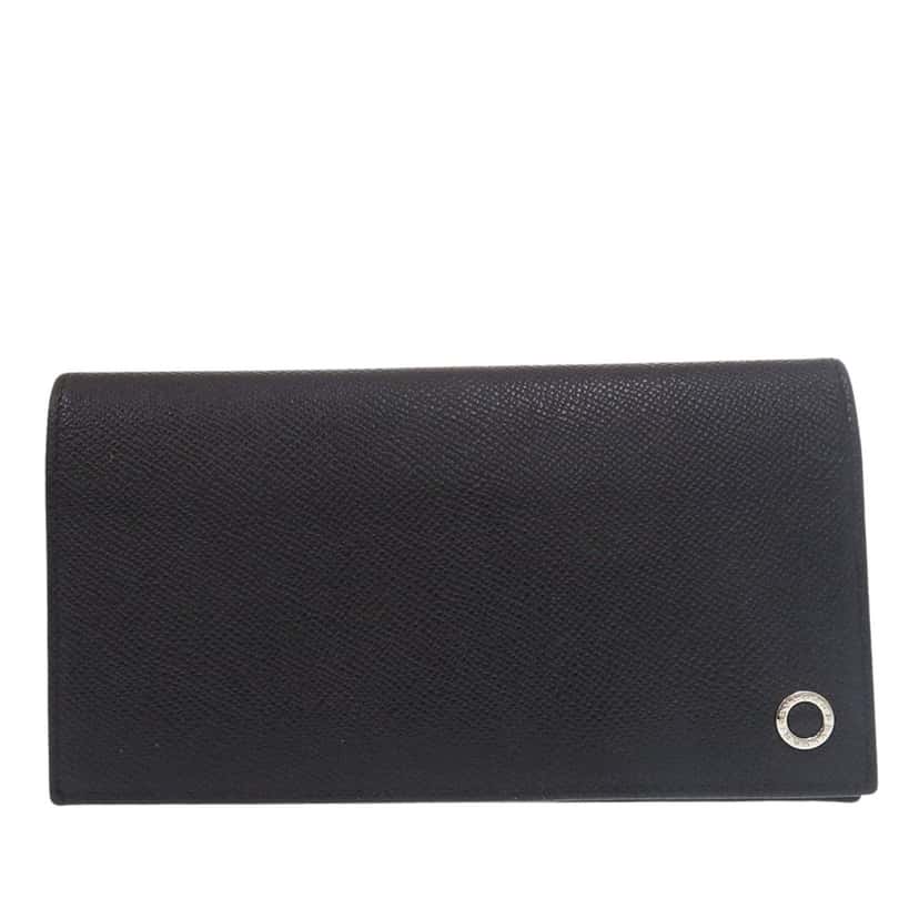 Bvlgari Large Grained Calfskin Bvlgari Bvlgari Wallet Black Leather Very good condition - Front View