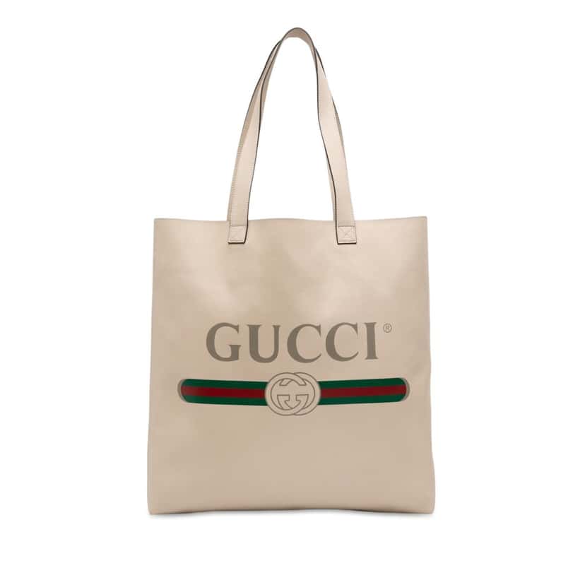 Gucci Leather Logo Tote Brown Leather Very good condition - Front View