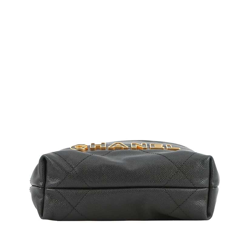 Chanel Mini Shiny Caviar 22 Handbag Black Leather Very good condition - Inside View