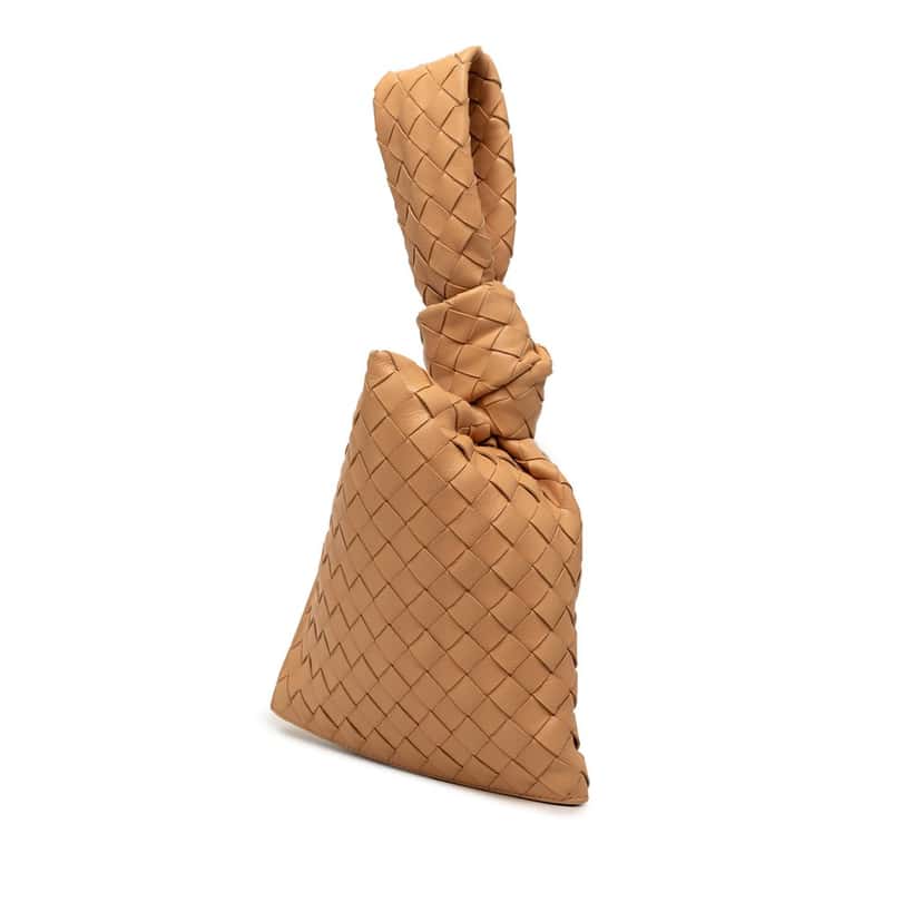 Bottega Veneta Nappa Intrecciato BV Twist Clutch Brown Leather Very good condition - Back View