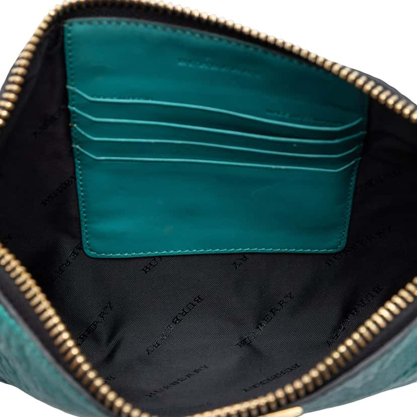 Burberry Grain Check Embossed Leather Peyton Crossbody Blue Leather Very good condition - Model View