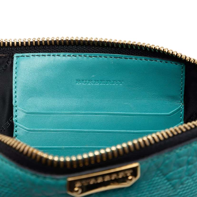 Burberry Grain Check Embossed Leather Peyton Crossbody Blue Leather Very good condition - Box View