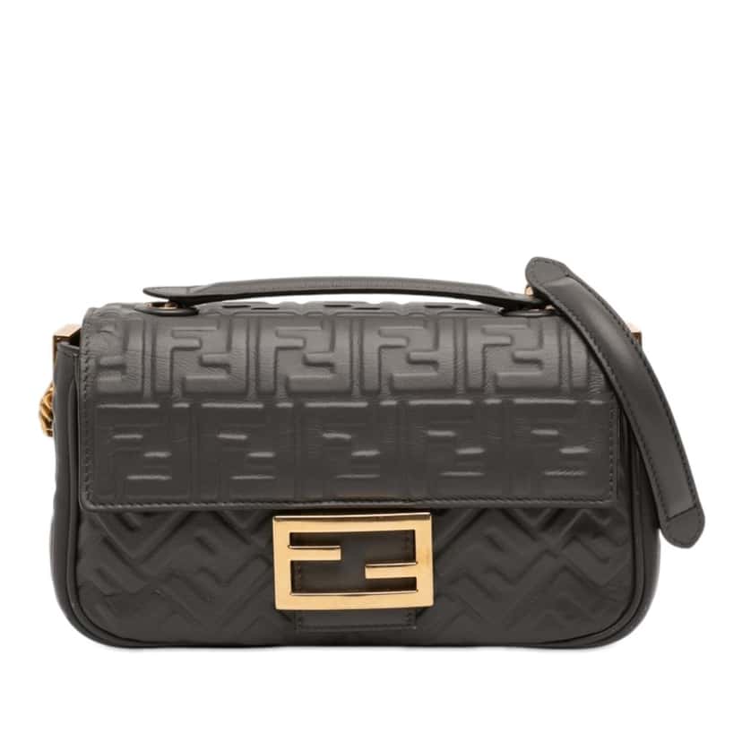 Fendi Small FF Nappa Embossed Chain Midi Baguette Other Leather Very good condition - Front View
