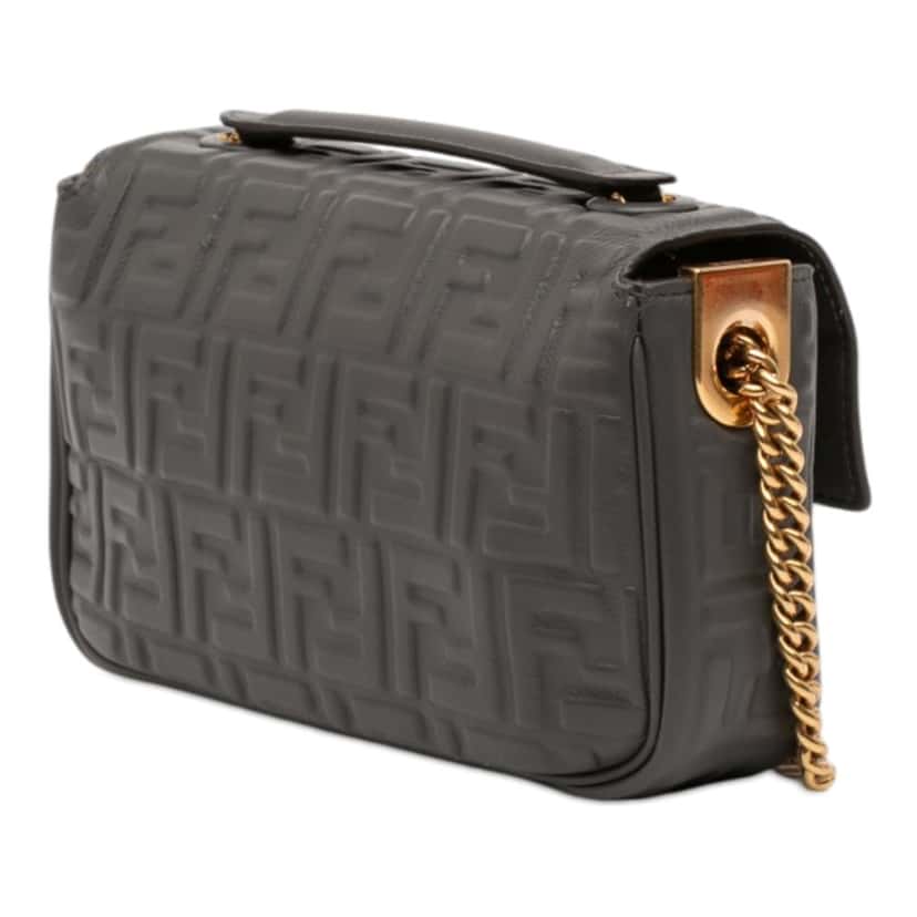 Fendi Small FF Nappa Embossed Chain Midi Baguette Other Leather Very good condition - Back View