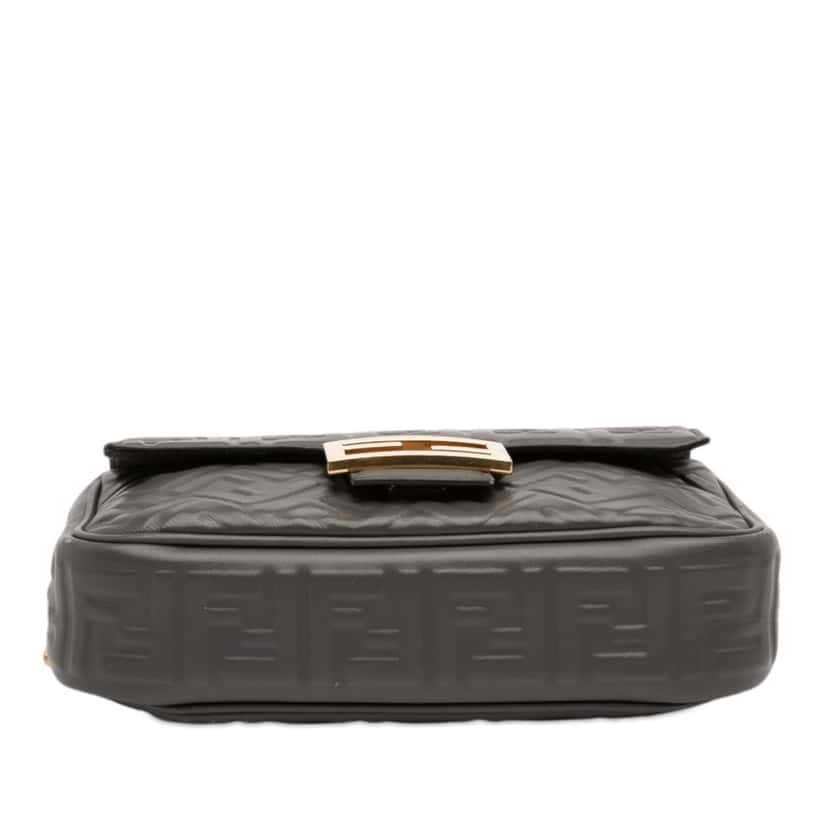 Fendi Small FF Nappa Embossed Chain Midi Baguette Other Leather Very good condition - Inside View