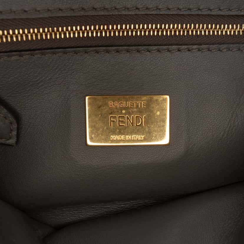 Fendi Small FF Nappa Embossed Chain Midi Baguette Other Leather Very good condition - Box View