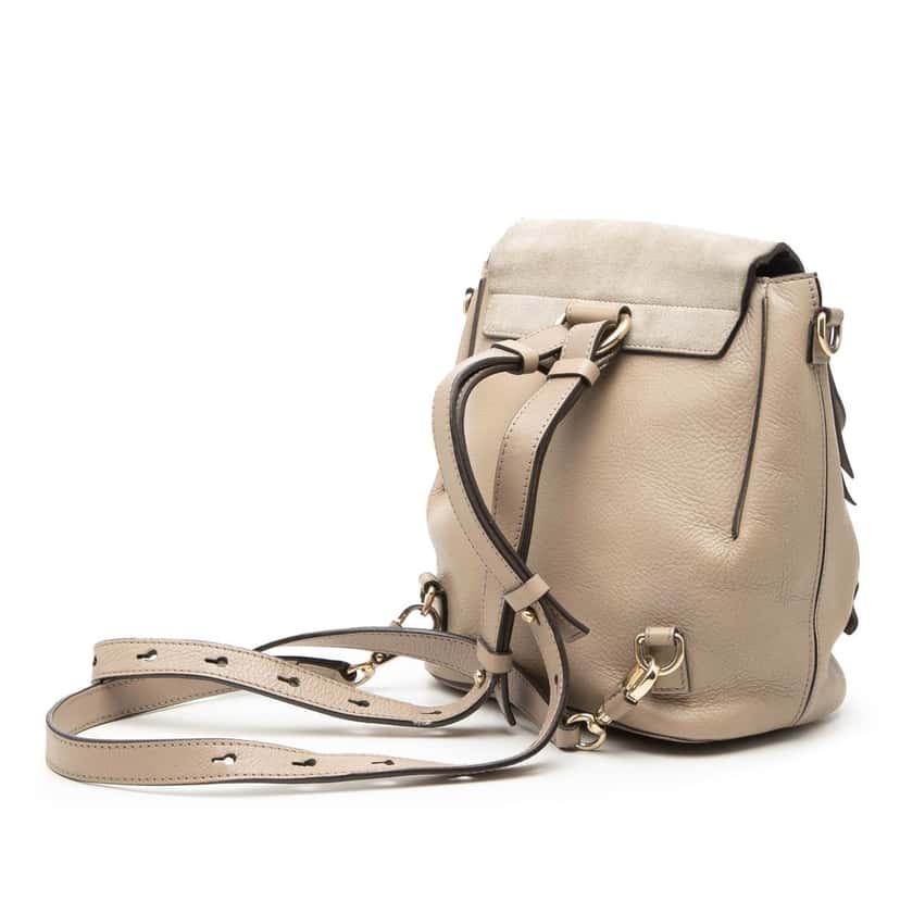 Chloé Small Calfskin and Suede Faye Backpack Brown Leather Very good condition - Back View