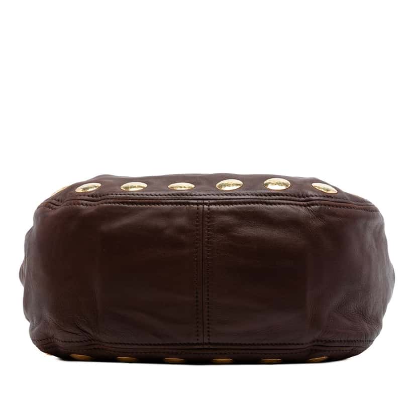Miu Miu Studded Leather Top Handle Bag Brown Leather Very good condition - Inside View