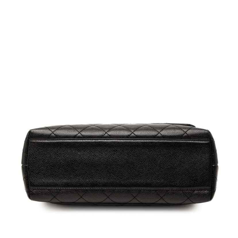 Chanel CC Quilted Caviar Kelly Top Handle Bag Black Leather Very good condition - Inside View