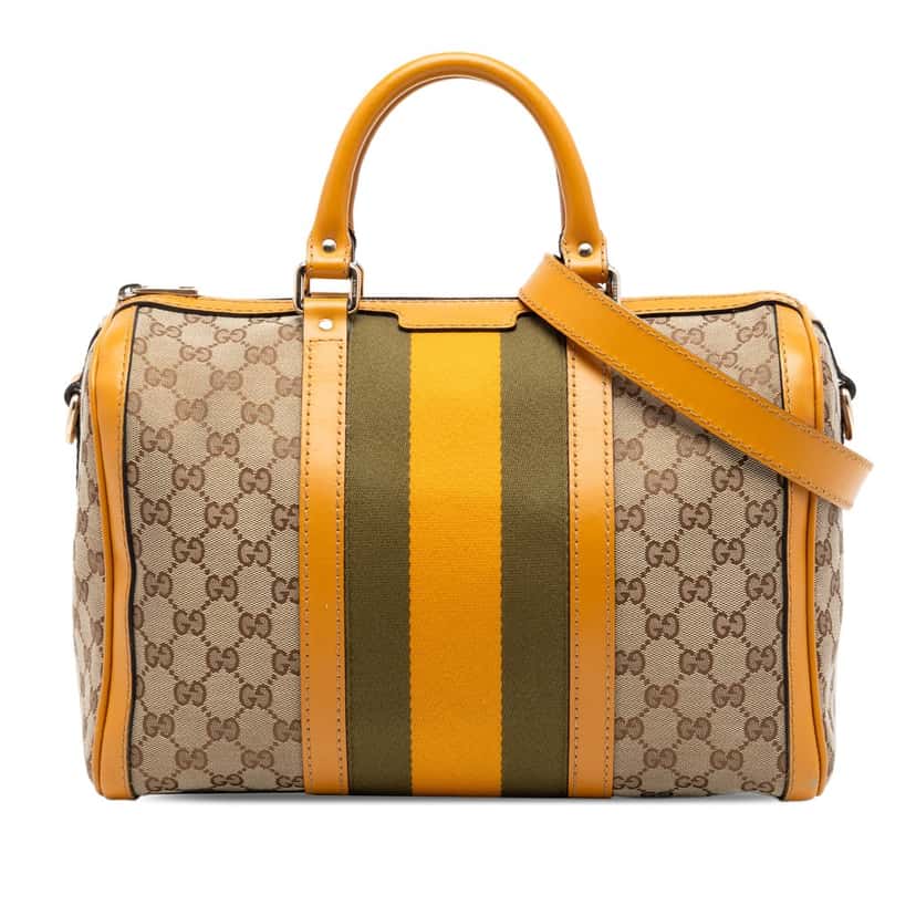 Gucci Medium GG Canvas Web Joy Boston Bag Beige Very good condition - Front View