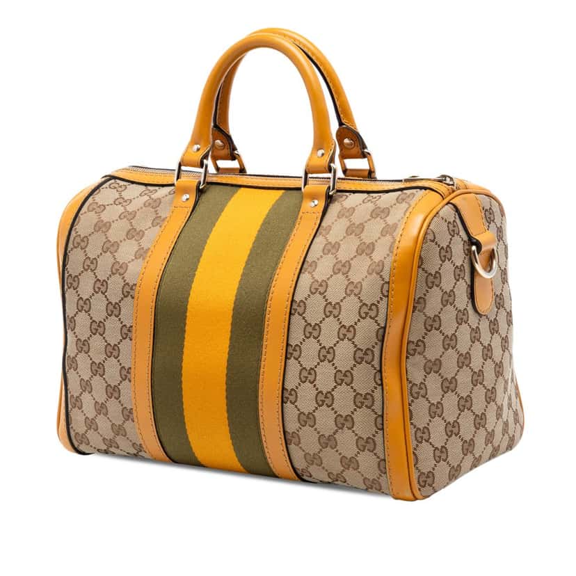 Gucci Medium GG Canvas Web Joy Boston Bag Beige Very good condition - Back View