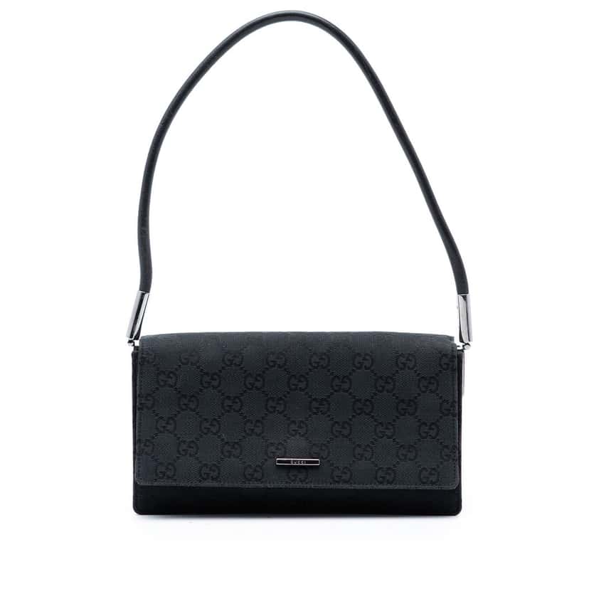 Gucci GG Canvas Shoulder Bag Black Very good condition - Front View