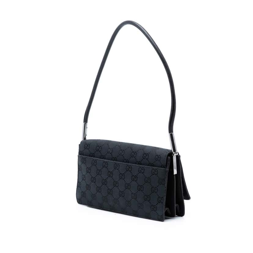 Gucci GG Canvas Shoulder Bag Black Very good condition - Back View