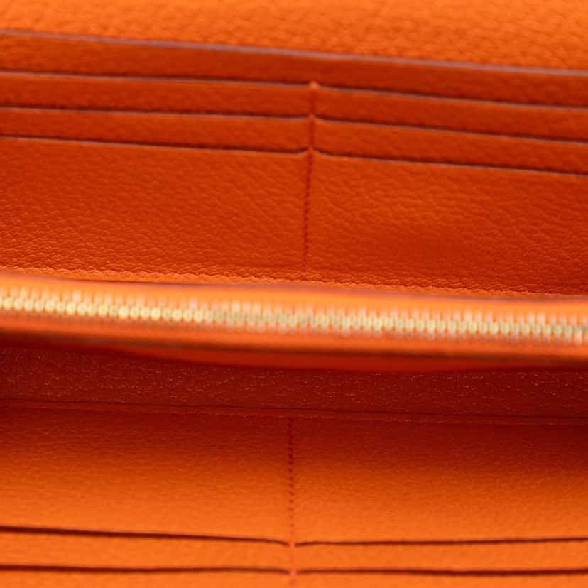 Hermès Chevre Mysore Kelly Longue Wallet Orange Leather Very good condition - Model View