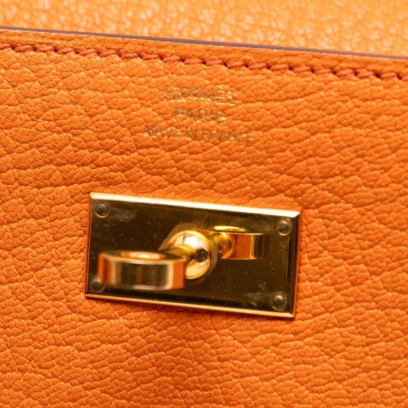 Hermès Chevre Mysore Kelly Longue Wallet Orange Leather Very good condition - Box View