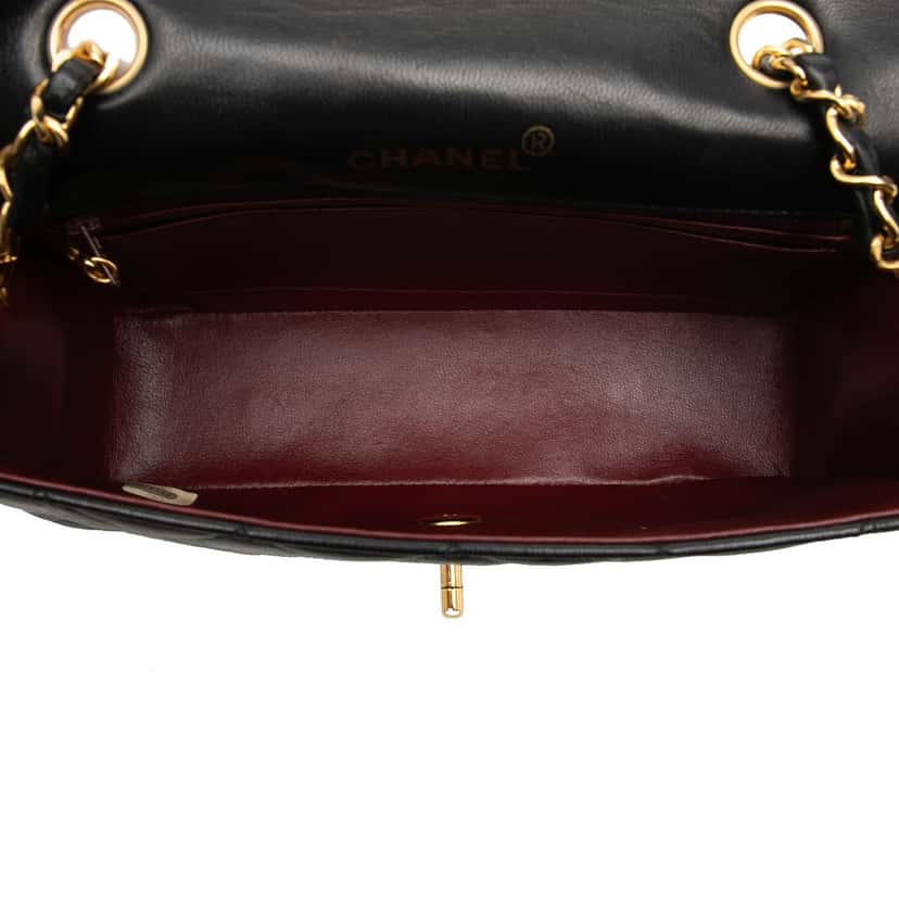 Chanel Small Lambskin Diana Flap Black Leather Very good condition - Model View
