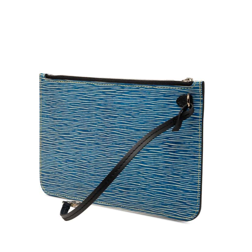 Louis Vuitton Epi Denim Neverfull Pouch Blue Leather Very good condition - Back View