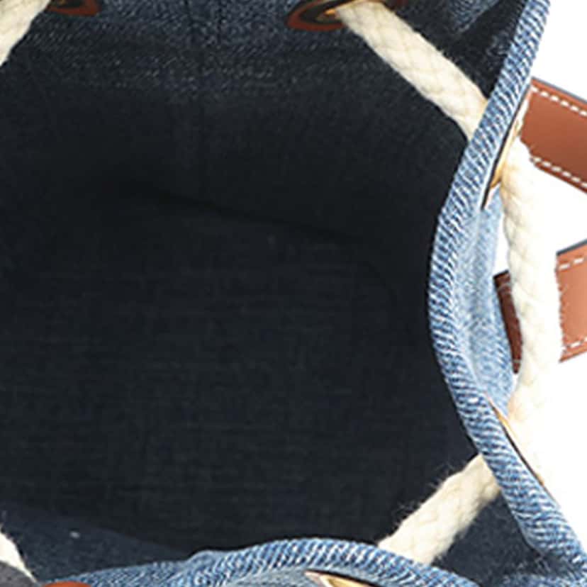 Celine Small Denim Triomphe Drawstring Bucket Bag Blue Very good condition - Model View
