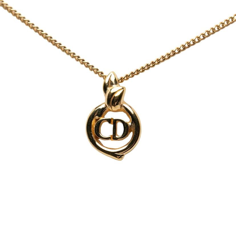 Dior Gold Plated CD Logo Pendant Necklace Gold Metal Very good condition - Front View