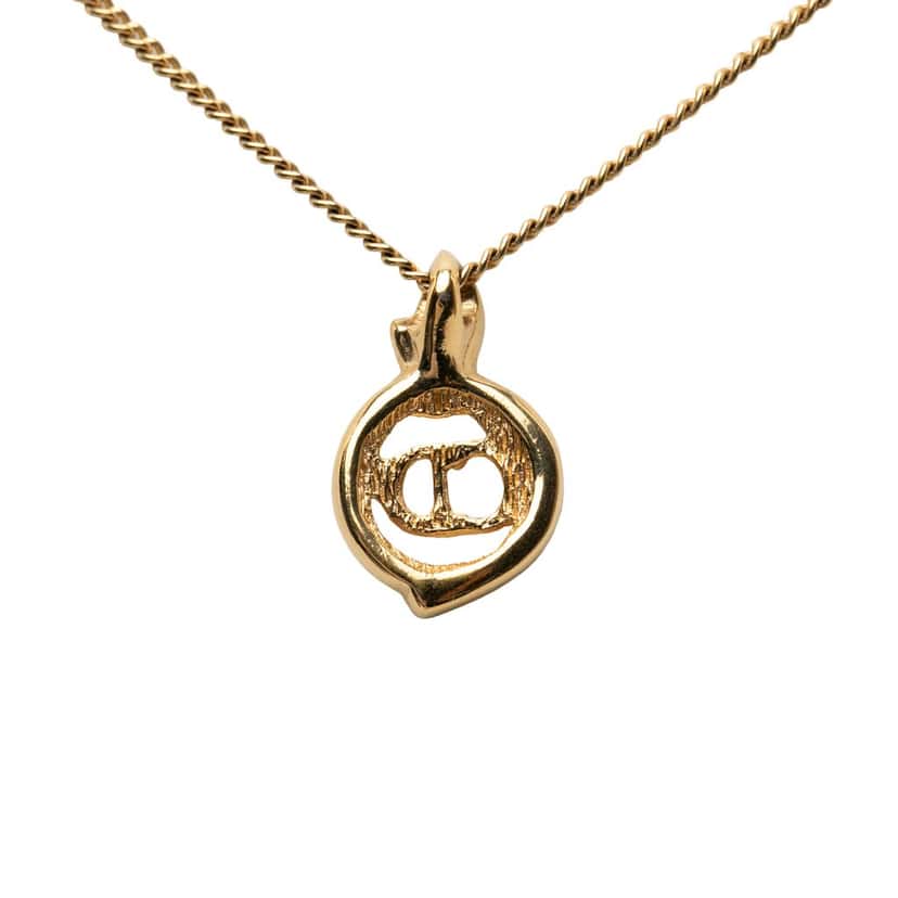 Dior Gold Plated CD Logo Pendant Necklace Gold Metal Very good condition - Back View