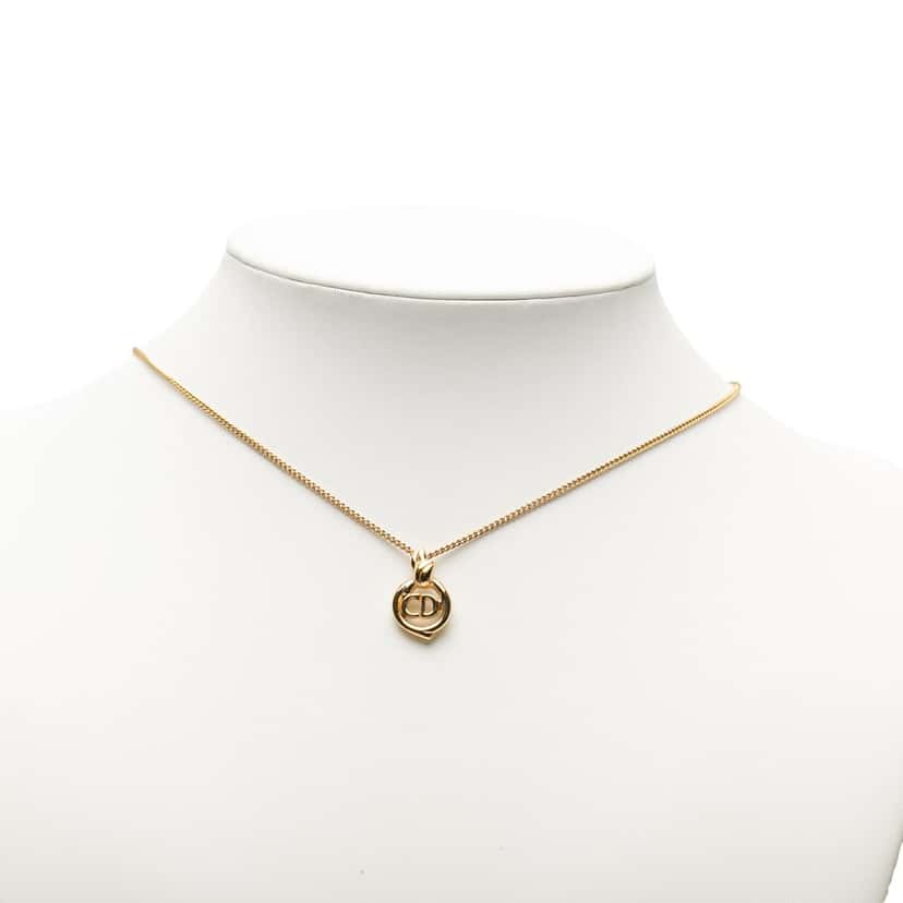 Dior Gold Plated CD Logo Pendant Necklace Gold Metal Very good condition - Box View