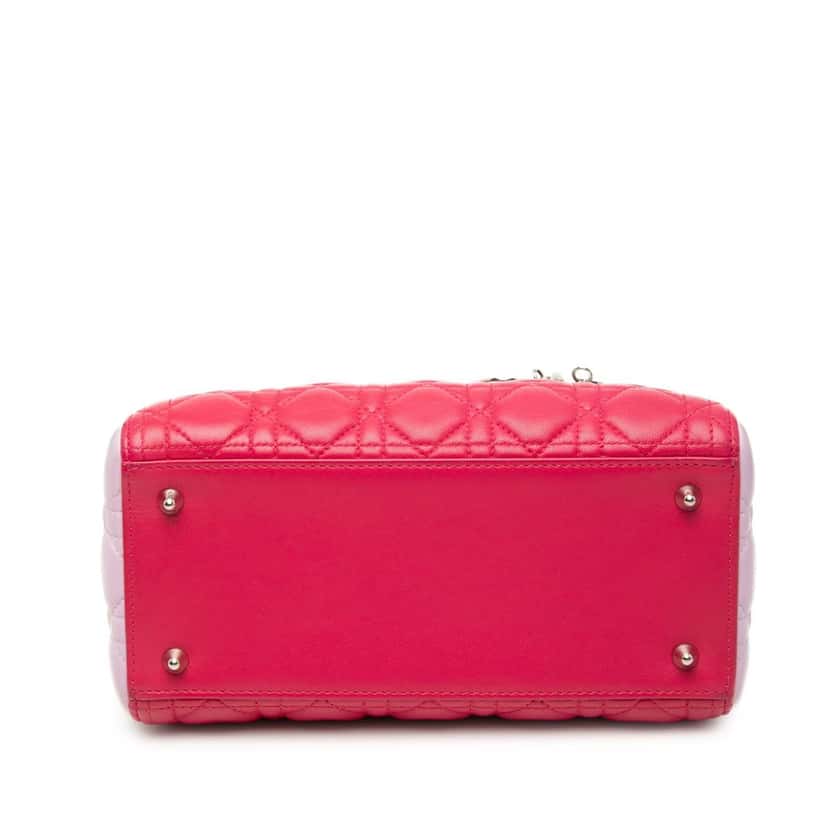 Dior Medium Tricolor Lambskin Cannage Lady Dior Pink Leather Very good condition - Inside View