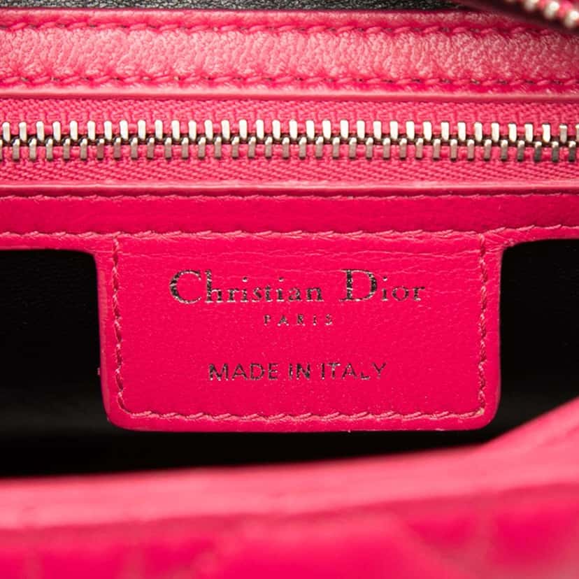 Dior Medium Tricolor Lambskin Cannage Lady Dior Pink Leather Very good condition - Box View
