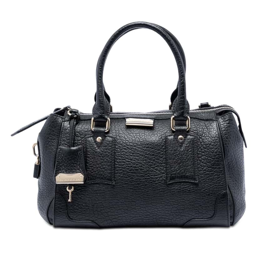 Burberry Small Heritage Grain Leather Gladstone Satchel Black Leather Very good condition - Front View