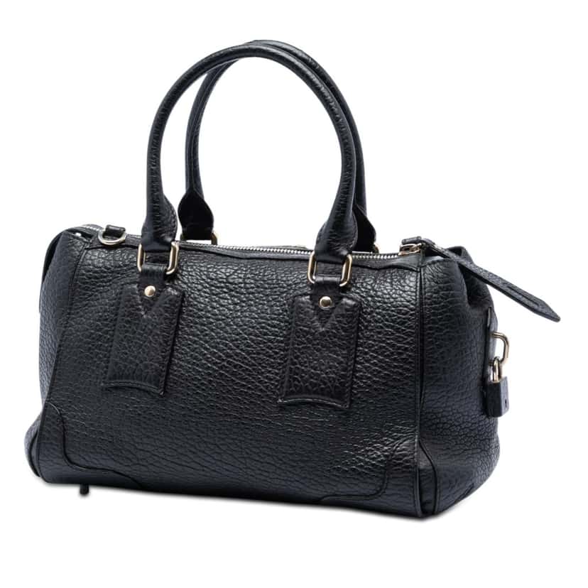 Burberry Small Heritage Grain Leather Gladstone Satchel Black Leather Very good condition - Back View