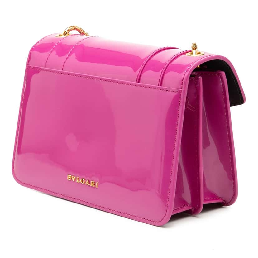 Bvlgari Patent Serpenti Forever Crossbody Pink Leather Very good condition - Back View
