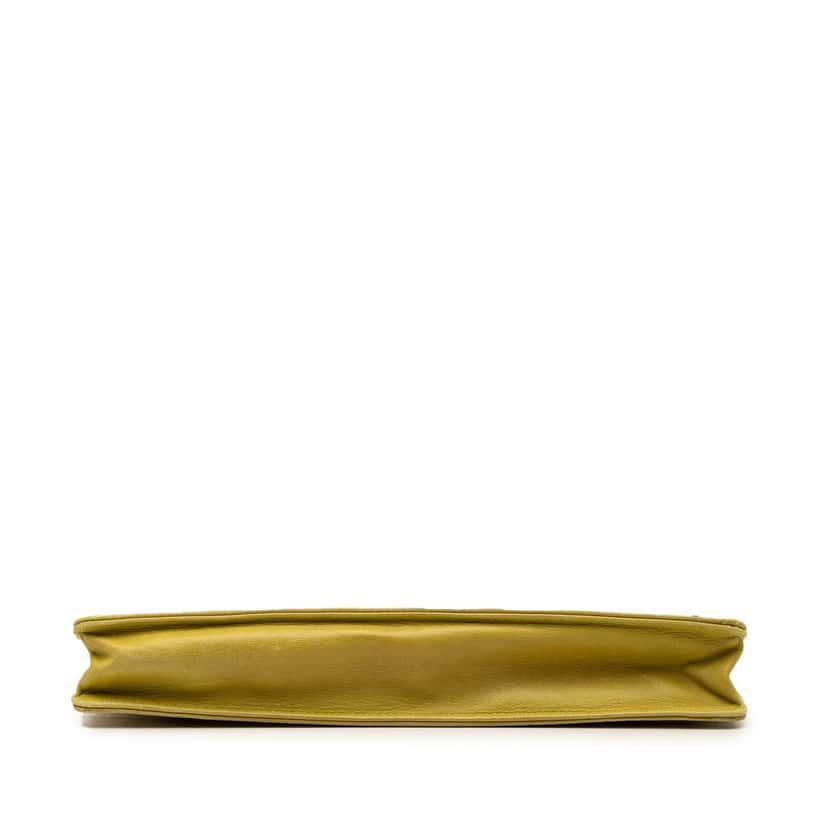 Chanel Lambskin Precious Symbols Pochette Yellow Leather Very good condition - Inside View
