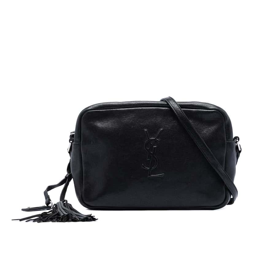 Saint Laurent Small Lambskin Monogram Lou Camera Bag Black Leather Very good condition - Front View