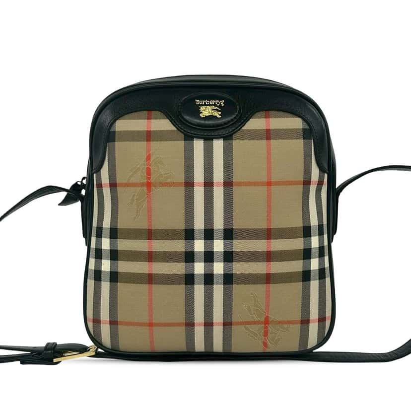 Burberry Haymarket Check Canvas Crossbody Beige Very good condition - Front View