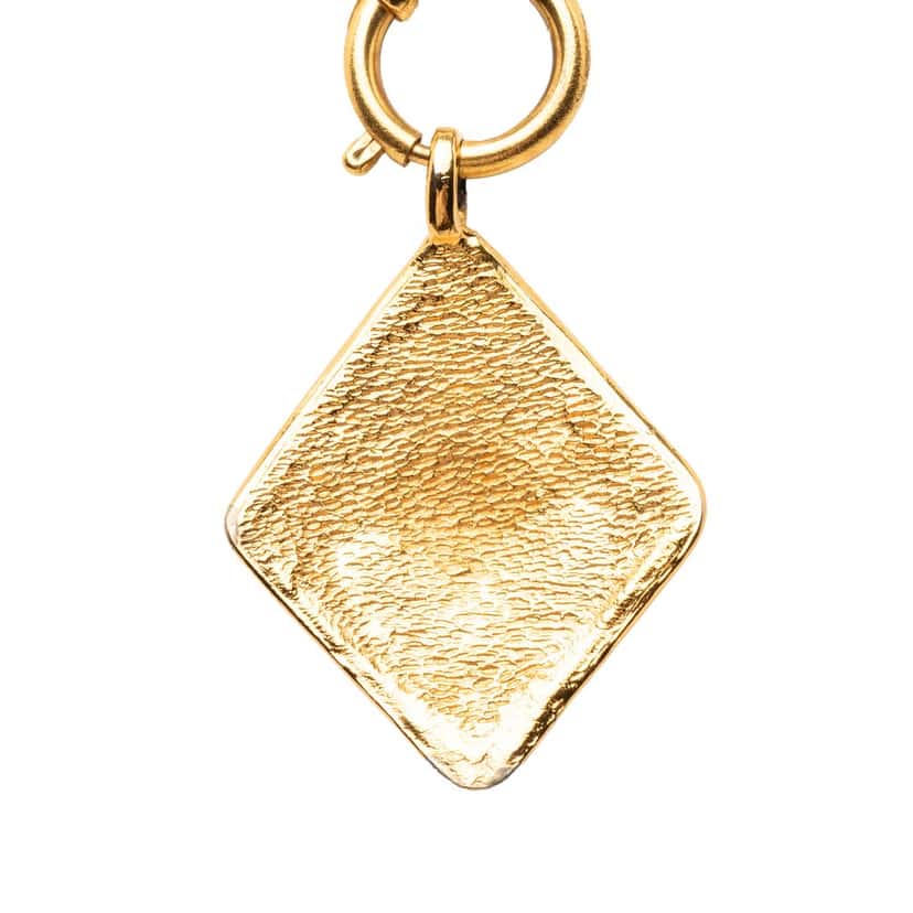 Chanel CC Gold Plated Diamond Shape Pendant Necklace Gold Metal Very good condition - Inside View