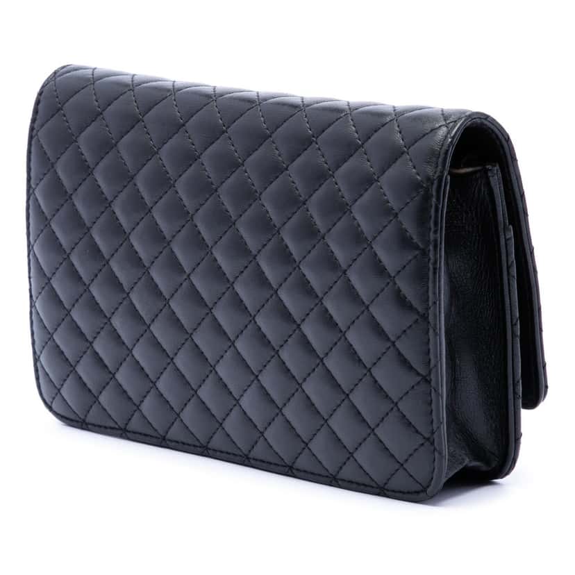 Chanel CC Microquilted Lambskin Wallet On Chain Black Leather Very good condition - Back View