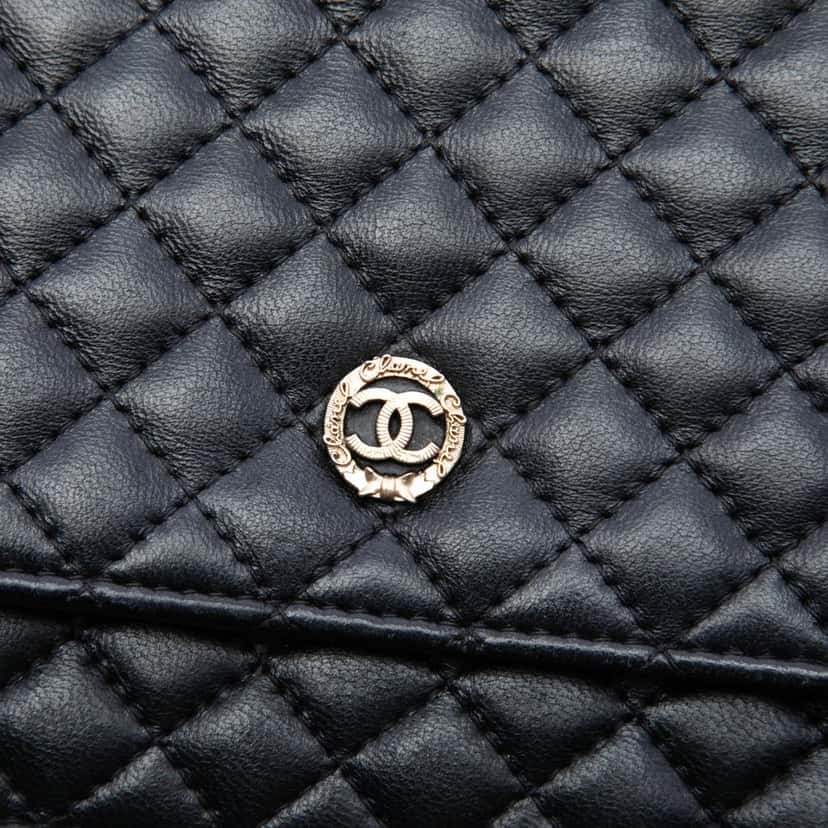 Chanel CC Microquilted Lambskin Wallet On Chain Black Leather Very good condition - Box View