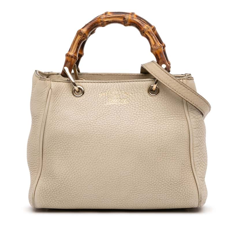 Gucci Mini Calfskin Bamboo Shopper Satchel Brown Leather Very good condition - Front View