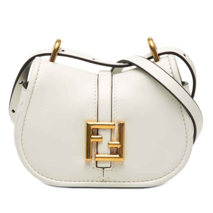 Fendi Mini Leather C’mon Crossbody White Leather Very good condition - Front View